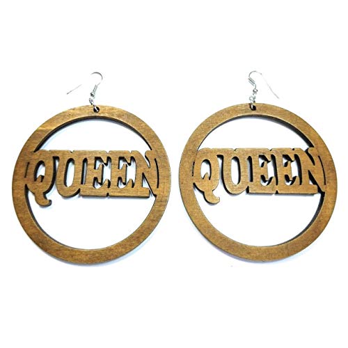 Queen Wood Dangle Earrings (Natural Brown)